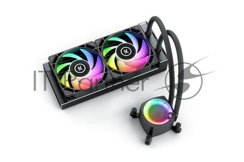 Система охлаждения EKWB EK-Nucleus AIO CR240 Dark (240mm, Black, ARGB/ Fans: 2x120mm, 72CFM, 36dBA, 2300RPM/ Pump height 61.6mm, -dBA, 3100RPM, Rad thickness 27mm/ S: 1700, 1200, 20XX, 115X, AM5, AM4)