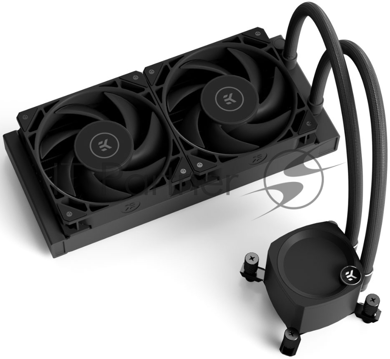 Система охлаждения EKWB EK-Nucleus AIO CR240 Dark (240mm, Black, ARGB/ Fans: 2x120mm, 72CFM, 36dBA, 2300RPM/ Pump height 61.6mm, -dBA, 3100RPM, Rad thickness 27mm/ S: 1700, 1200, 20XX, 115X, AM5, AM4)