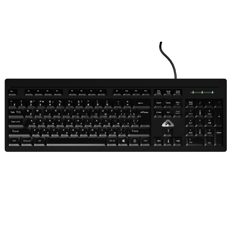 Клавиатура БЕШТАУ КЛ104РУ (SG) (104 клавиши, USB, 1,8 м, цвет русской/латинской раскладки Белый/Белый, лазерная гравировка, черная / МИНПРОМТОРГ (МПТ))