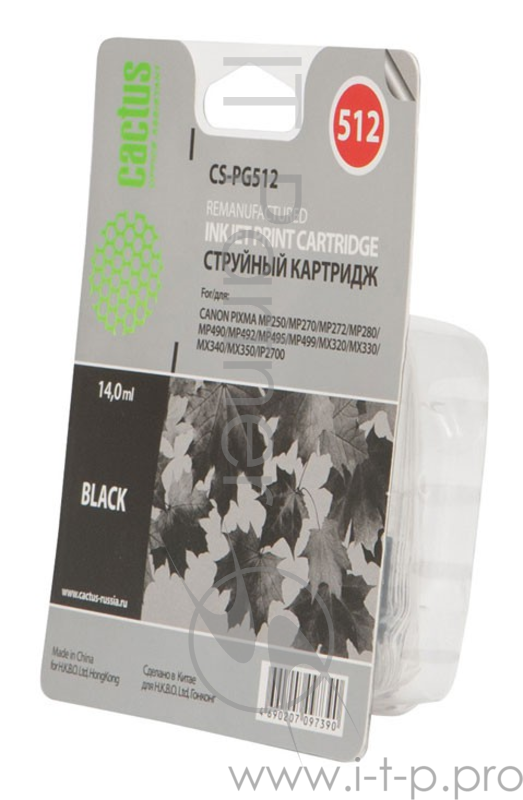 Картридж струйный Cactus CS-PG512 черный для Canon Pixma MP240/MP250/MP260 (14ml)