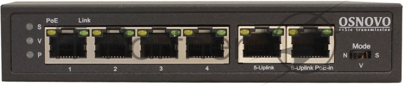 Коммутатор OSNOVO SW-20600/D удлинитель FE на 6 портов с питанием по PoE, 4 *10/100 Base-T PoE, 1 *10/100 Base-T Uplink с поддержкой питания по PoE (до 90W), 1 *10/100 Base-T Uplink, PoE на порт - до 30W, суммарно до до 87W