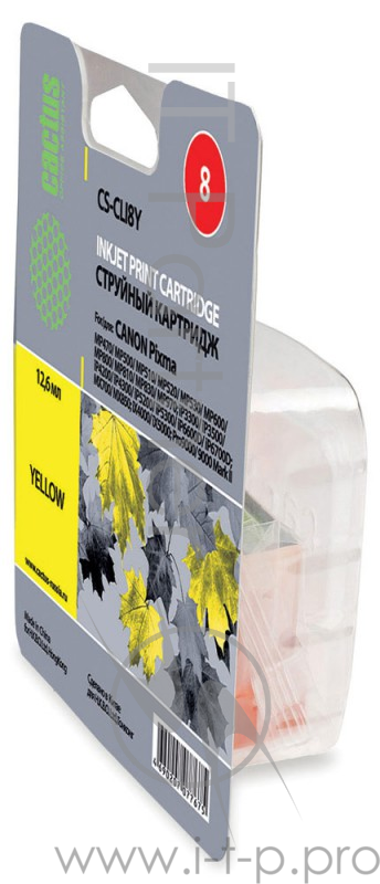 Картридж струйный Cactus CS-CLI8Y желтый для Canon MP470 MP500 MP510 MP520 MP530 (12ml)