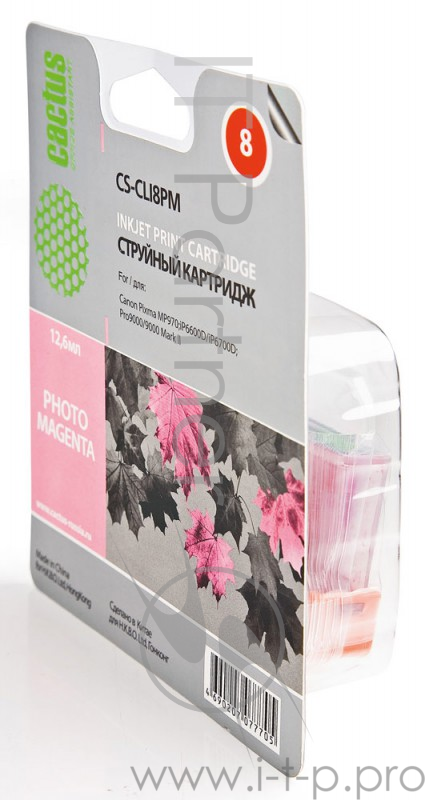 Картридж струйный Cactus CS-CLI8PM пурпурный для Canon MP970 iP6600D iP6700D Pro9000 (12ml)