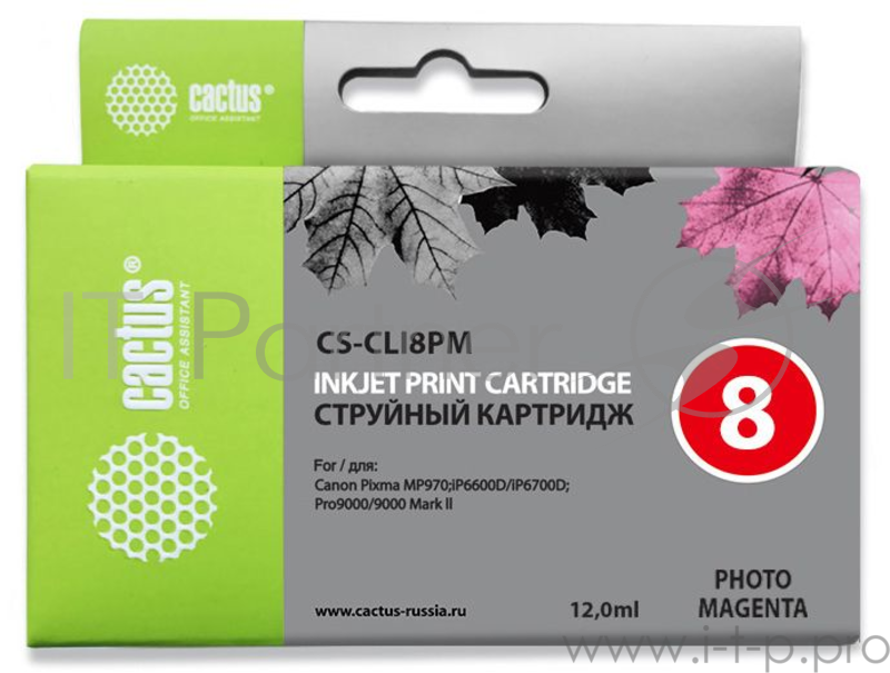 Картридж струйный Cactus CS-CLI8PM пурпурный для Canon MP970 iP6600D iP6700D Pro9000 (12ml)