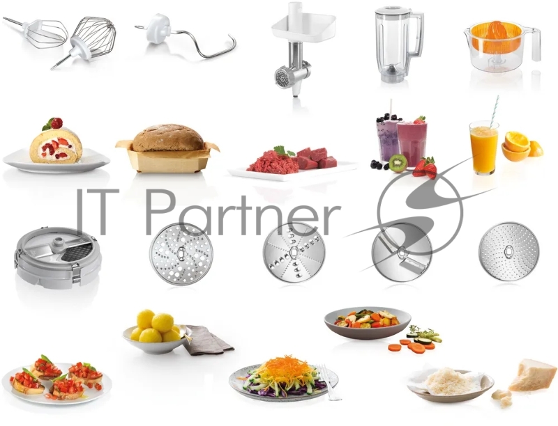 Кухонный комбайн Bosch MUM58M64, 12 насадок, поворотное управление, цвет серый