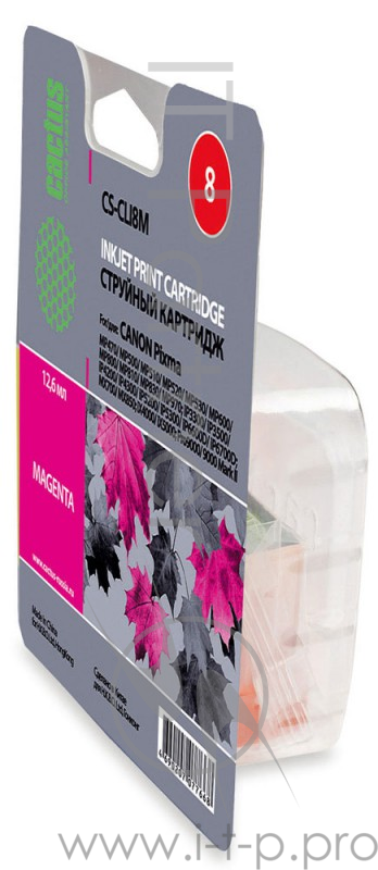 Картридж струйный Cactus CS-CLI8M пурпурный для Canon MP470 MP500 MP510 MP520 MP530 (12ml)