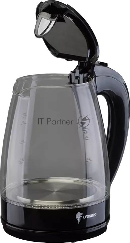 Чайник электрический LEONORD LE-1514 1,7л стекло, пластик, черный