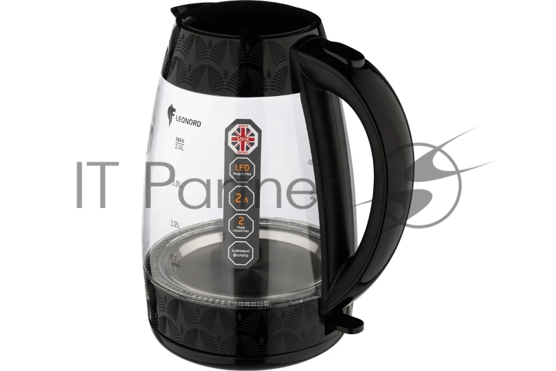 Чайник электрический LEONORD LE-1519 2л, стекло, черный
