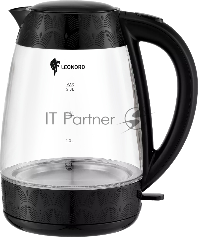 Чайник электрический LEONORD LE-1519 2л, стекло, черный