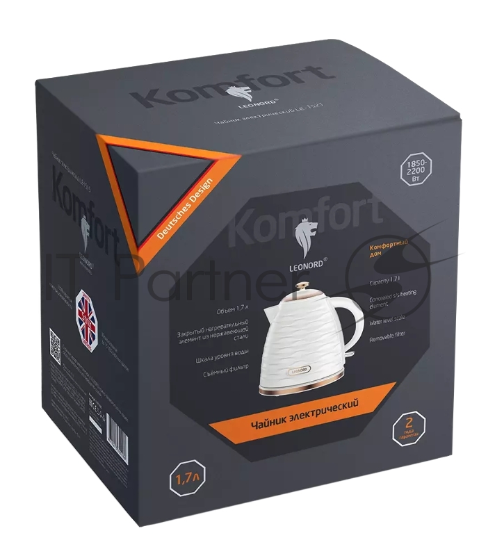 Чайник электрический LEONORD LE-1521 1,7л, пластик,белый