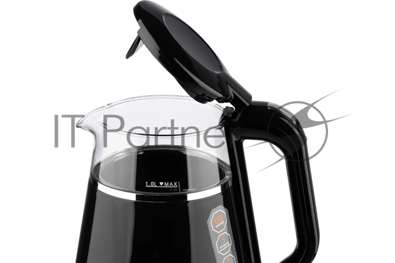 Чайник электрический LEONORD LE-1534 1л, пластик, стекло черный