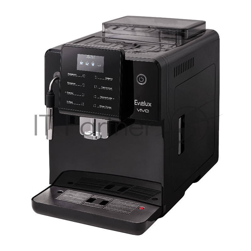 Автоматическая кофемашина EVELUX EACM 2007 Vivo, давление 20 бар, 7 программ, ручные настройки, возможность приготовления 2-х чашек, подогрев чашек, объем 2 л, приготовление вспененного молока, защита от перегрева, сенсорное управление, цвет черный