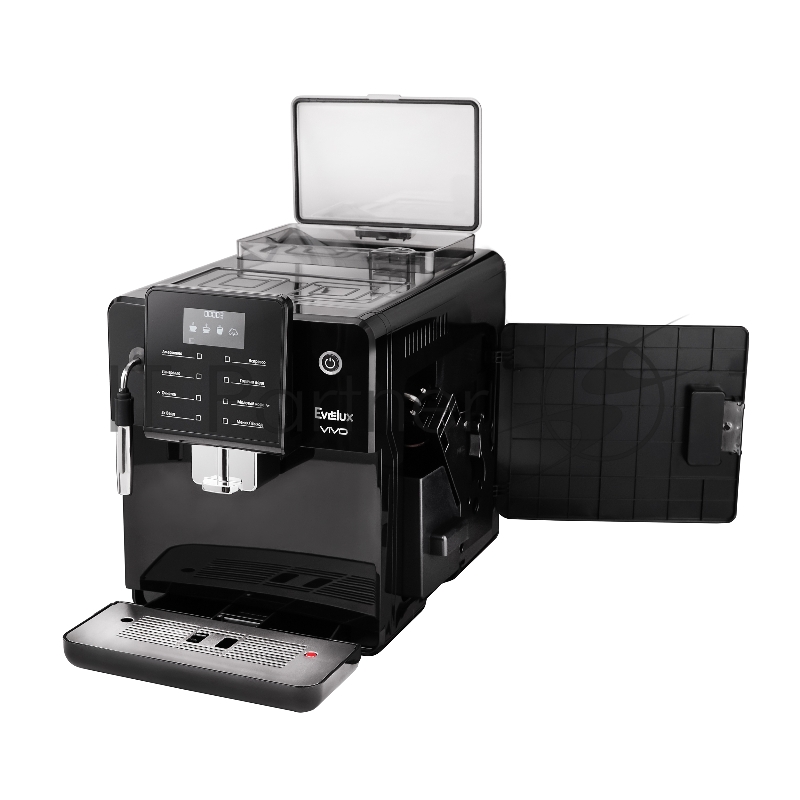 Автоматическая кофемашина EVELUX EACM 2007 Vivo, давление 20 бар, 7 программ, ручные настройки, возможность приготовления 2-х чашек, подогрев чашек, объем 2 л, приготовление вспененного молока, защита от перегрева, сенсорное управление, цвет черный