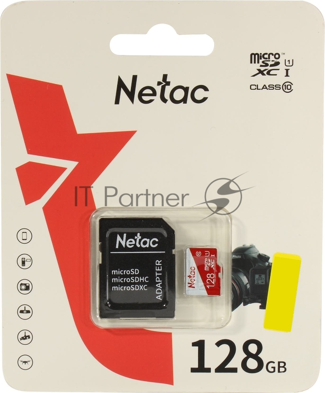 Карта памяти Netac P500 ECO 128GB MicroSDXC U1/C10 up to 80MB/s, retail pack with SD Adapter