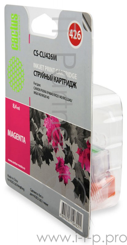 Картридж струйный Cactus CS-CLI426M пурпурный для Canon Pixma MG5140/5240/6140/8140/MX884 (8.2мл)
