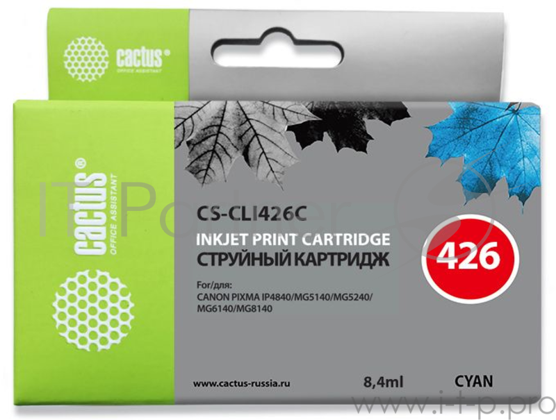 Картридж струйный Cactus CS-CLI426C голубой для Canon Pixma MG5140/5240/6140/8140/MX884 (8.2мл)