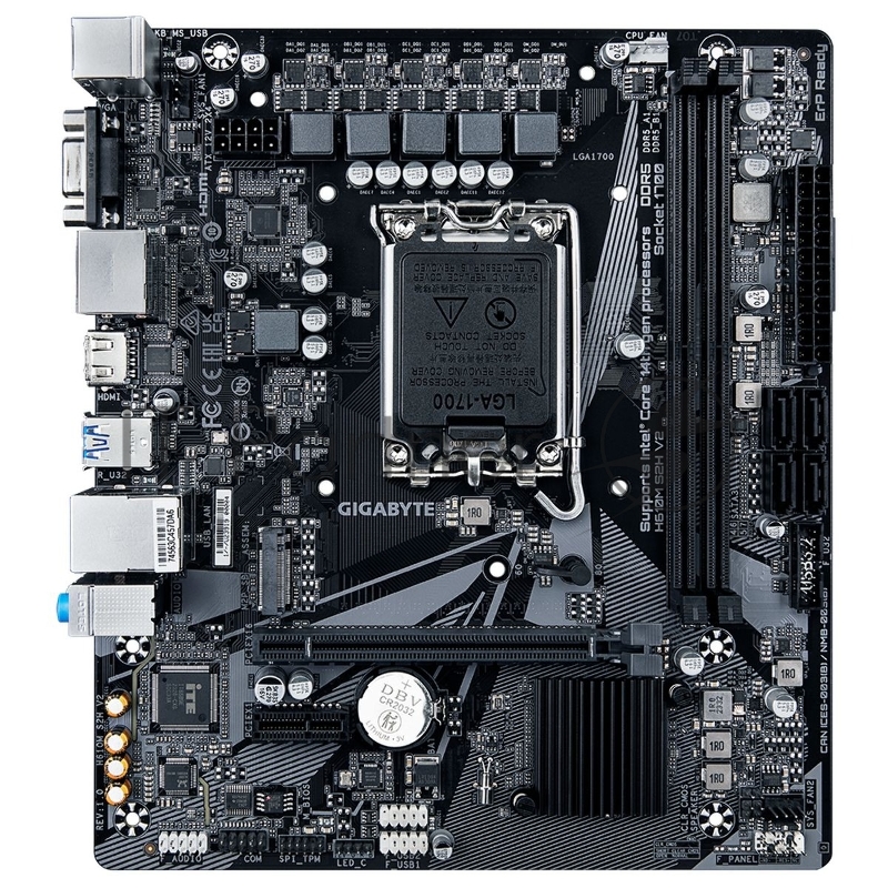 Материнская плата Gigabyte OEM H610M S2H V2, Socket 1700, Intel®H610, 2xDDR5-4800, D-SUB+HDMI+DP+DP, 1xPCI-Ex16, 1xPCI-Ex1, 4xSATA3, 1xM.2, 8Ch Audio, GLan, (4+4)xUSB2.0, (2+2)xUSB3.2, 1xPS/2, mATX, RTL oem