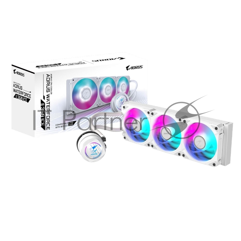 Жидкостная система охлаждения Gigabyte AORUS WATERFORCE X II 360I White, 3 x 120mm ARGB Fan, sTR5, RTL (9JAWTX2360I-00-10)