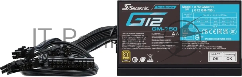 Блок питания Seasonic ATX 750W G12 GM-750 80+ gold (20+4pin) APFC 120mm fan 6xSATA RTL