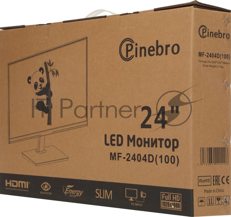 Монитор Pinebro 23.8 MF-2404D черный IPS LED 5ms 16:9 HDMI M/M матовая 1000:1 250cd 178гр/178гр 1920x1080 75Hz VGA DP FHD 2.7кг