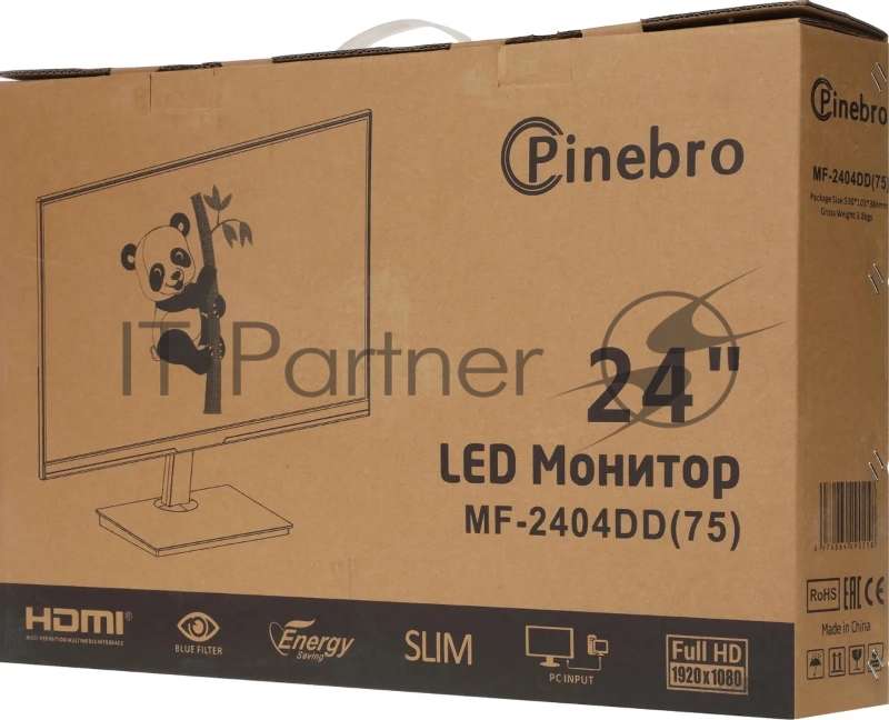 Монитор Pinebro 23.8 MF-2404DD черный IPS LED 5ms 16:9 DVI HDMI M/M матовая 1000:1 250cd 178гр/178гр 1920x1080 75Hz VGA DP FHD 2.7кг
