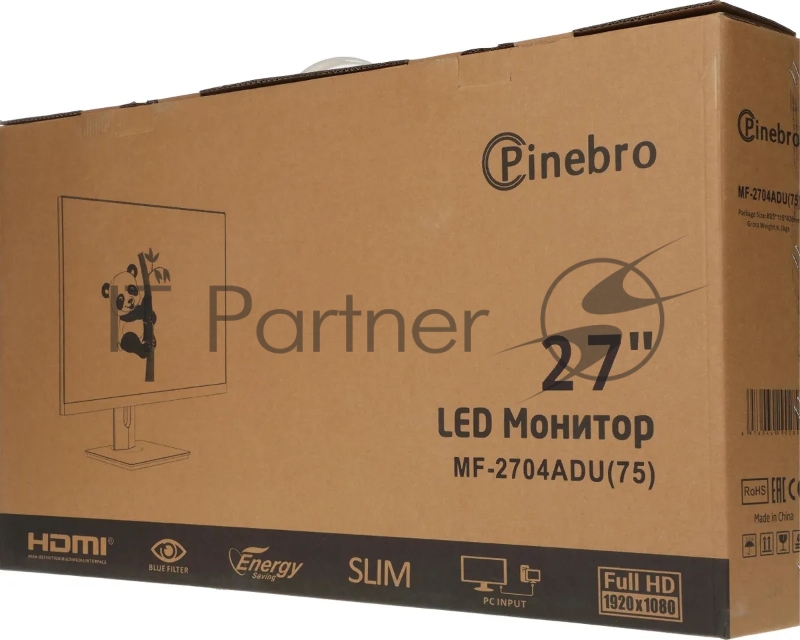 Монитор Pinebro 27 MF-2704ADU черный IPS LED 5ms 16:9 HDMI M/M матовая HAS Piv 1000:1 250cd 178гр/178гр 1920x1080 75Hz VGA DP FHD USB 4.40кг