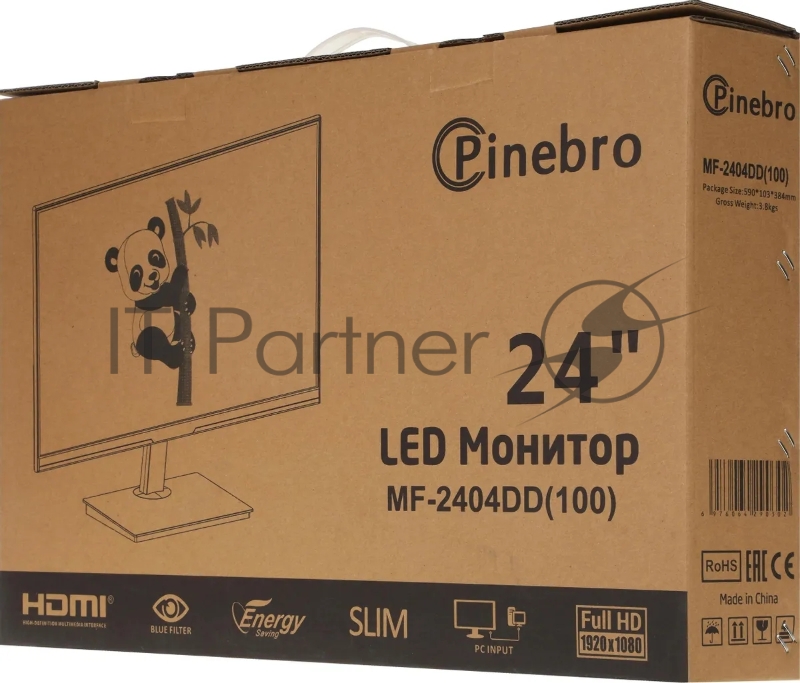 Монитор Pinebro 23.8 MF-2404DD(100) черный IPS LED 4ms 16:9 DVI HDMI M/M матовая 1000:1 300cd 178гр/178гр 1920x1080 100Hz VGA DP FHD 2.7кг