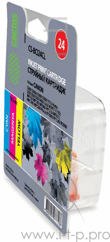 Картридж струйный Cactus CS-BCI24CL многоцветный для Canon S200/S200x/S300/S330/S330/Photo i250/i320