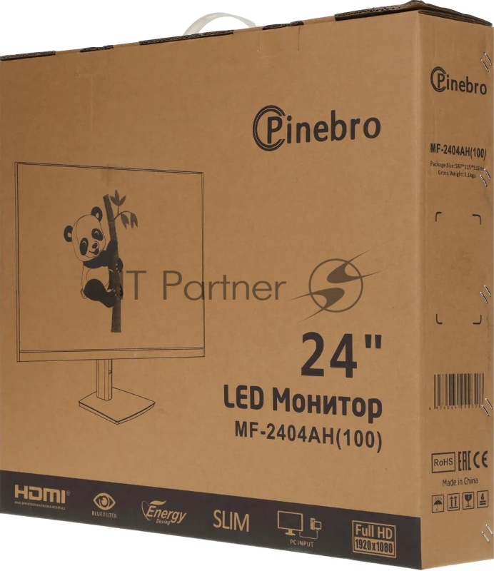 Монитор Pinebro 23.8 MF-2404AH(100) черный IPS LED 4ms 16:9 HDMI M/M матовая HAS Piv 1000:1 300cd 178гр/178гр 1920x1080 100Hz VGA FHD 3.70кг
