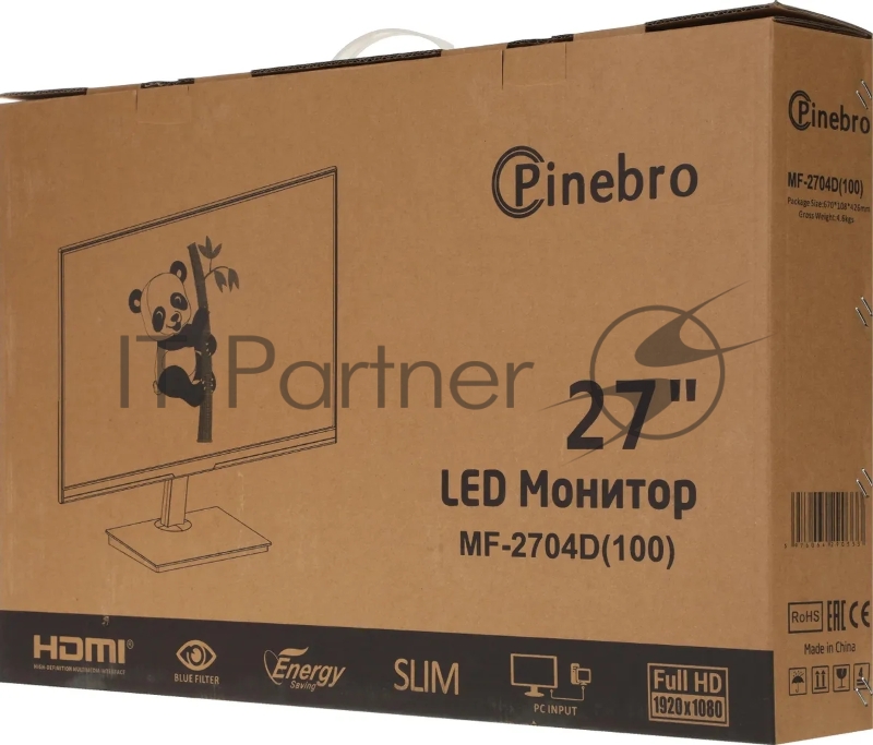 Монитор Pinebro 27 MF-2704D(100) черный IPS LED 4ms 16:9 HDMI M/M матовая 1000:1 300cd 178гр/178гр 1920x1080 100Hz VGA DP FHD 3.70кг