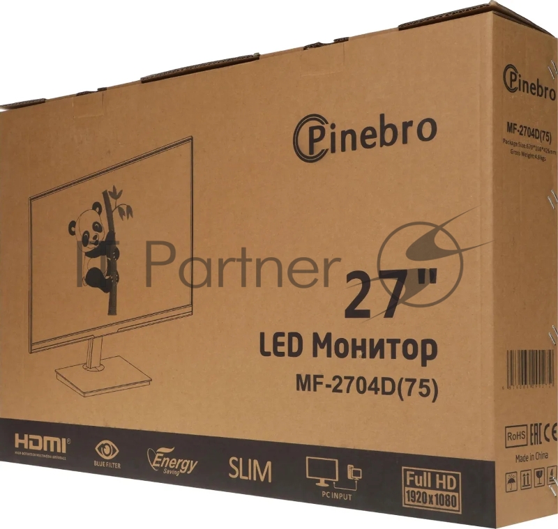 Монитор Pinebro 27 MF-2704D черный IPS LED 5ms 16:9 HDMI M/M матовая 1000:1 250cd 178гр/178гр 1920x1080 75Hz VGA DP FHD 3.7кг