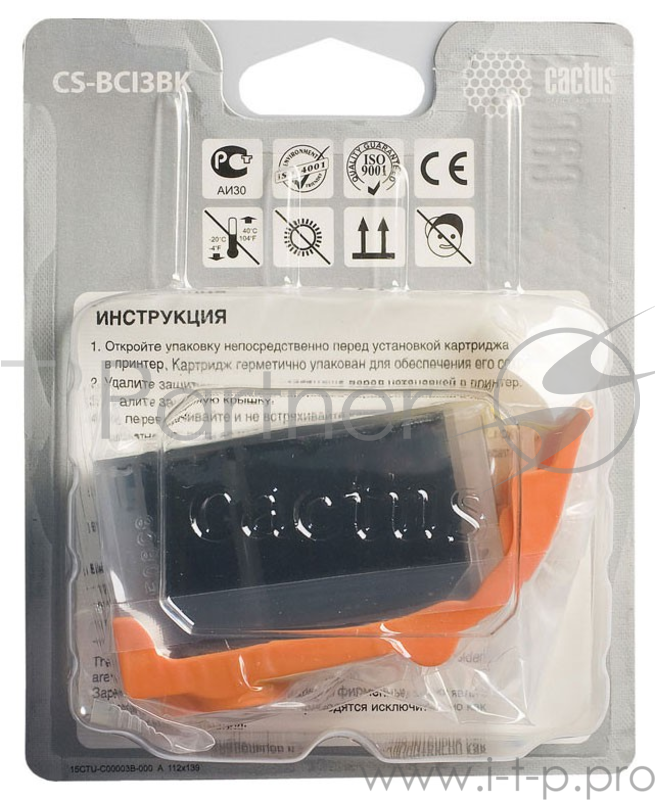 Картридж струйный Cactus CS-BCI3BK черный для Canon BJC-3000/ BJC-6000/ BJC-6100/ BJC-6200 (24ml)