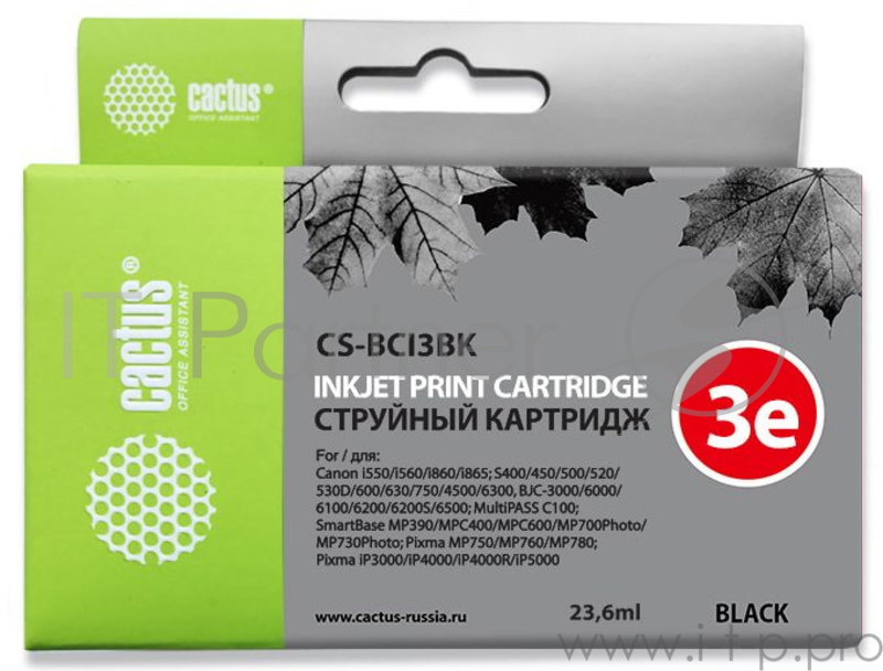 Картридж струйный Cactus CS-BCI3BK черный для Canon BJC-3000/ BJC-6000/ BJC-6100/ BJC-6200 (24ml)