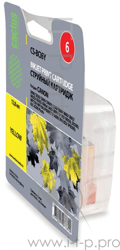 Картридж струйный Cactus CS-BCI6Y желтый для Canon S800 S820 S900 S9000 (12ml)