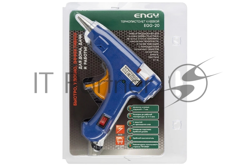 Пистолет клеевой ENGY EGG-20 20W с кнопкой включения и антикаплей