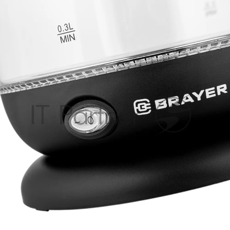 Чайник электрический BRAYER BR6106, 1100 Вт, 1 л, стеклянный, автоотключение, подсветка, черный