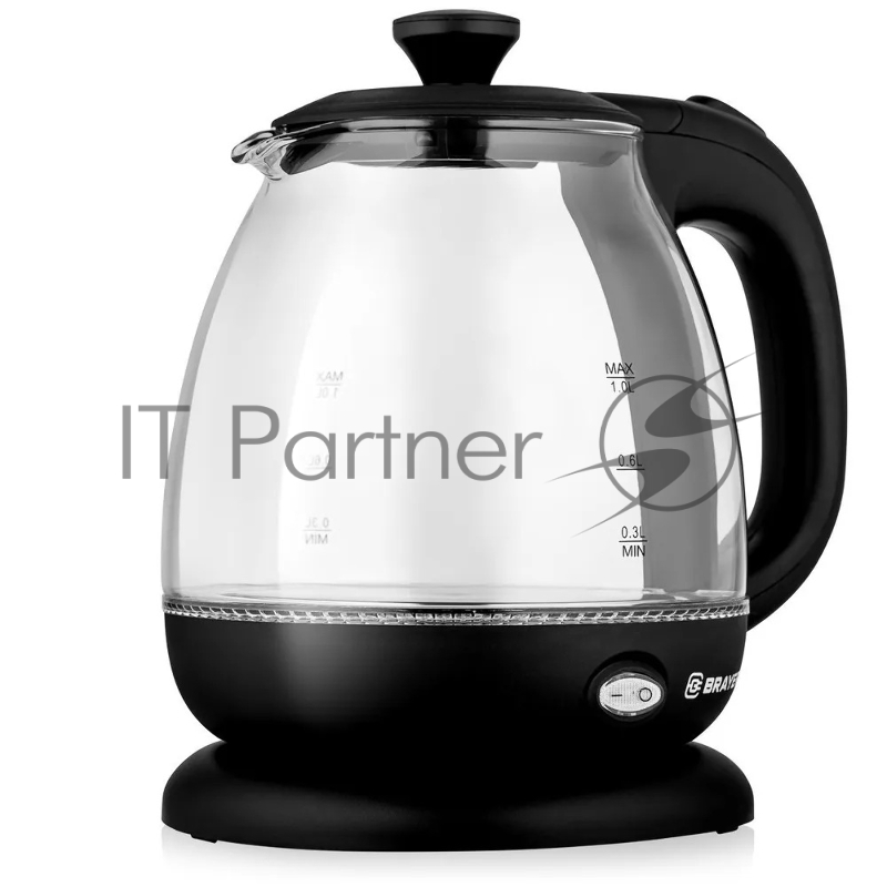 Чайник электрический BRAYER BR6106, 1100 Вт, 1 л, стеклянный, автоотключение, подсветка, черный