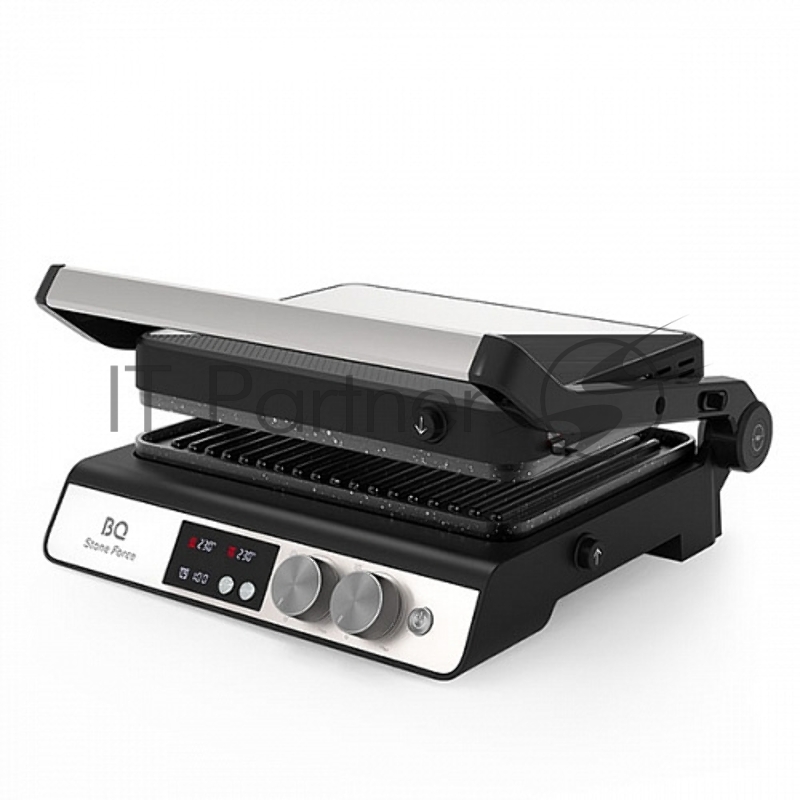 Электрический гриль BQ GR3002 Black-Steel. Мощность:2000 Вт /STONE Non-Stick Мраморное антипригарное покрытие / Съемные панели легкая очистка / 3 в 1 гриль, барбекю, духовка / ГРИЛЬ жарьте стейки и бифштексы ребрышки и крылышки / БАРБЕКЮ обжаривайте