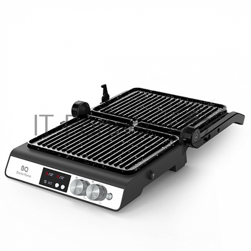 Электрический гриль BQ GR3002 Black-Steel. Мощность:2000 Вт /STONE Non-Stick Мраморное антипригарное покрытие / Съемные панели легкая очистка / 3 в 1 гриль, барбекю, духовка / ГРИЛЬ жарьте стейки и бифштексы ребрышки и крылышки / БАРБЕКЮ обжаривайте