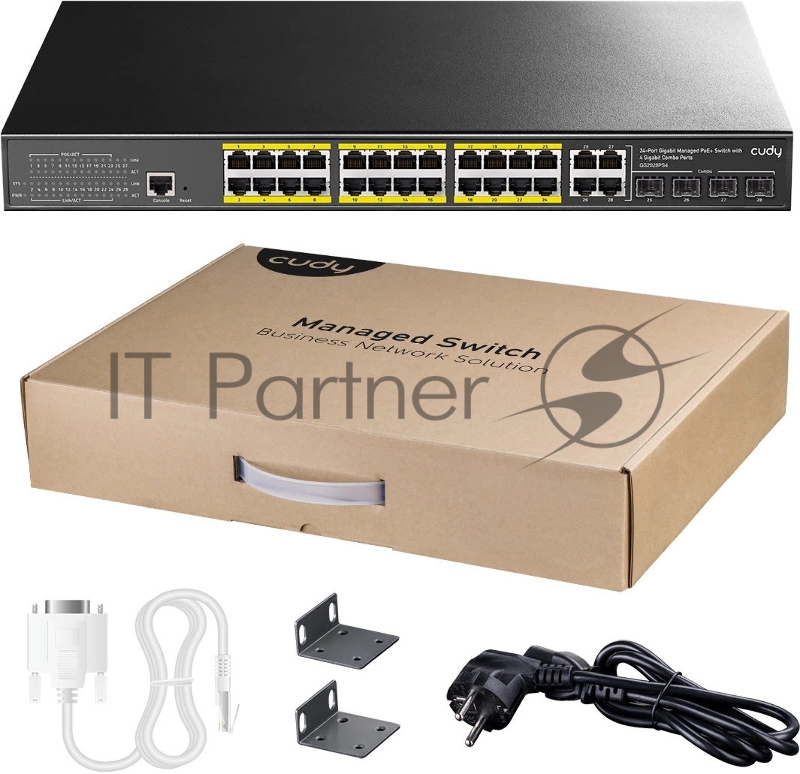 Коммутатор CUDY GS2028PS4-400W 24-Port Layer 2 Managed Gigabit PoE+ Switch with 4 Gigabit Combo Ports, 400W