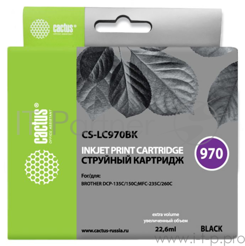 Картридж струйный Cactus CS-LC970BK черный для Brother DCP-135C/150C/MFC-235C/260C (22.6мл)
