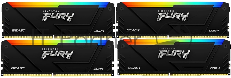 Память оперативная Kingston 64GB 3200MT/s DDR4 CL16 DIMM (Kit of 4) FURY Beast RGB