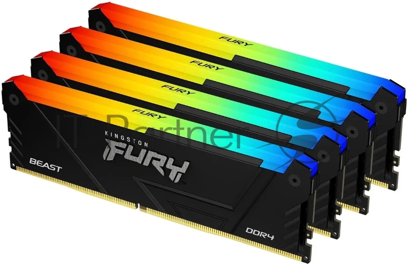 Память оперативная Kingston 64GB 3200MT/s DDR4 CL16 DIMM (Kit of 4) FURY Beast RGB