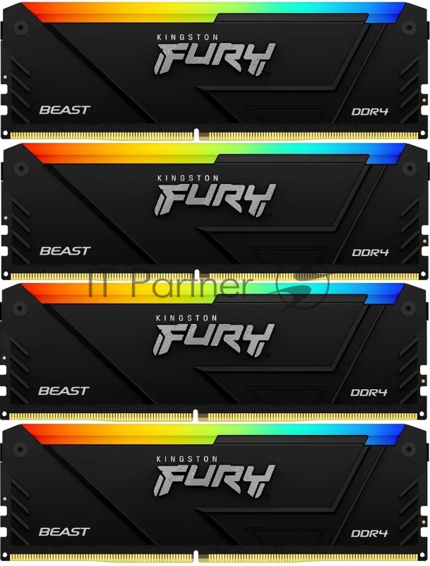Память оперативная Kingston 64GB 3200MT/s DDR4 CL16 DIMM (Kit of 4) FURY Beast RGB