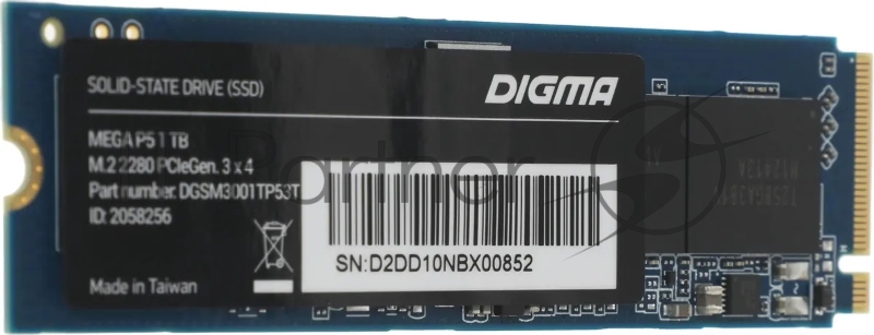 Накопитель SSD Digma PCIe 3.0 x4 1TB DGSM3001TP53T Mega P5 M.2 2280