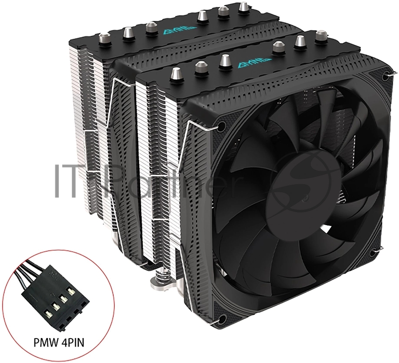 Устройство охлаждения(кулер) GMNG GG-CPC250-1 120x120x25mm Soc-AM5/AM4/1151/1200/2066/1700 черный 4-pin 22-32dB Al+Cu 250W 930gr Ret (GG-CPC250-1-BK)