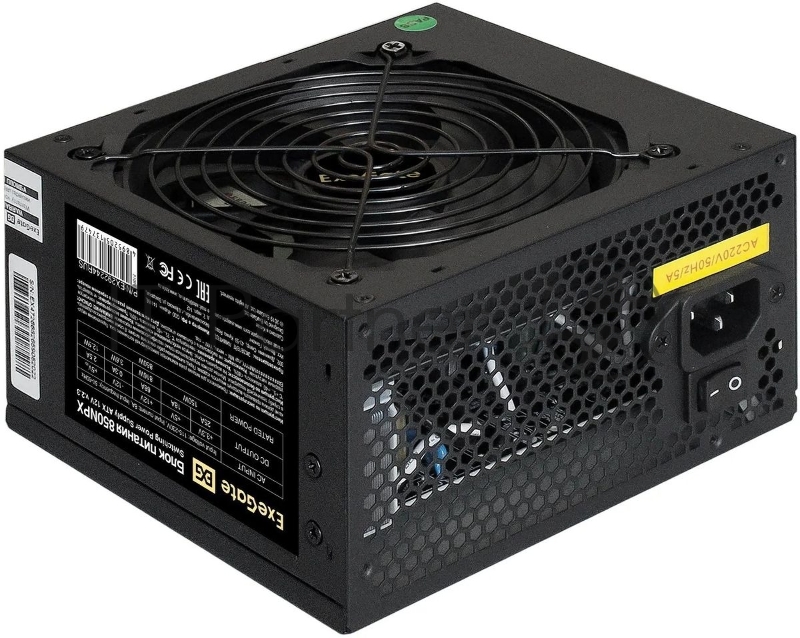 Блок питания ExeGate 850NPX, 850W, (ATX, PC, 12cm fan, 24pin, 2x(4+4)pin, 2xPCI-E, 5xSATA, 3xIDE, black, кабель 220V в комплекте 1,8м)