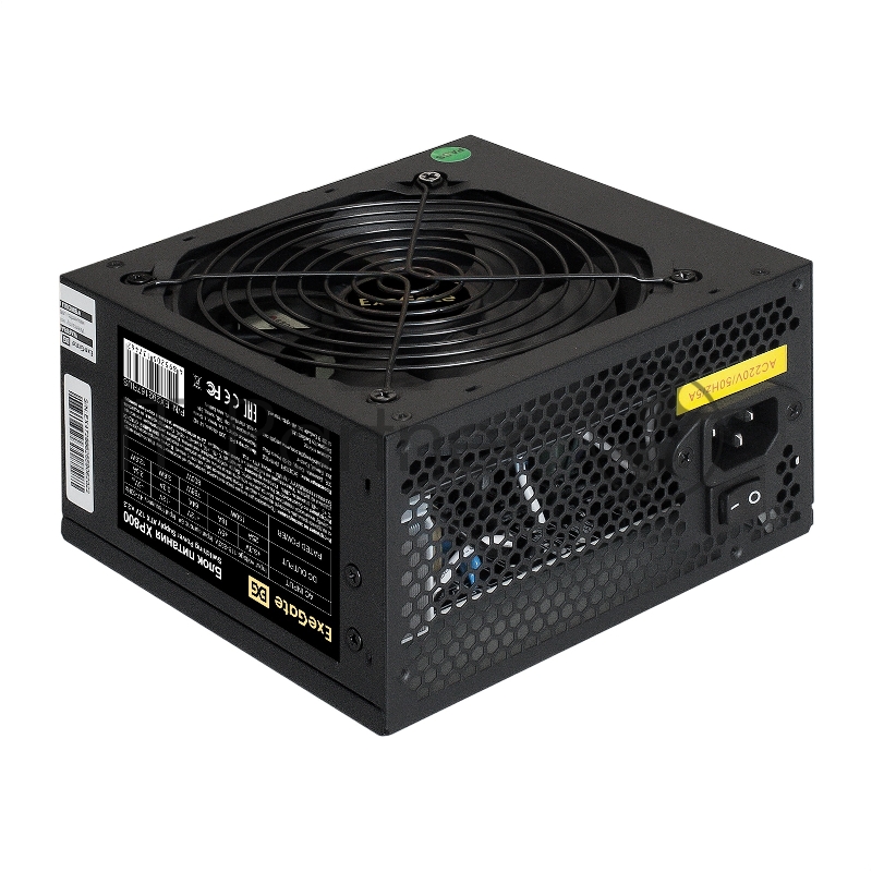 Блок питания ExeGate XP800, 800W, (ATX, SC, 12cm fan, 24pin, 2x(4+4)pin, 2xPCI-E, 5xSATA, 3xIDE, black, кабель 220V 1,8м с защитой от выдергивания)