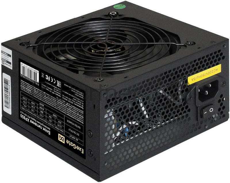 Блок питания ExeGate XP850, 850W, (ATX, SC, 12cm fan, 24pin, 2x(4+4)pin, 2xPCI-E, 5xSATA, 3xIDE, black, кабель 220V 1,8м с защитой от выдергивания)