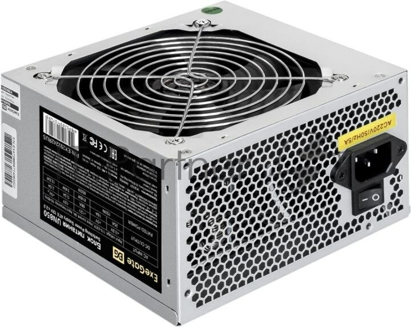 Блок питания 850W ExeGate UN850 (ATX, PC, 12cm fan, 24pin, 2x(4+4)pin, 2xPCI-E, 5xSATA, 3xIDE, кабель 220V в комплекте 1,8м)